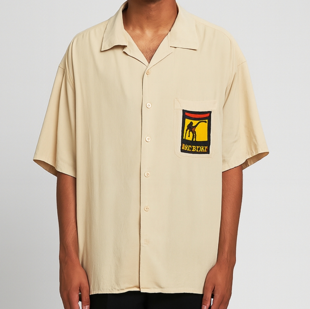 Vintage Bristol Hotel Cairo Egypt Silk Shirt The Collection Mens XL Short Sleeve